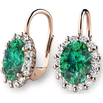 Náušnice Dámské náušnice růžové zlato 585/1000 přírodní diamant 2.40 ct G/SI se smaragdy 140029-CV-DIA-SMAR