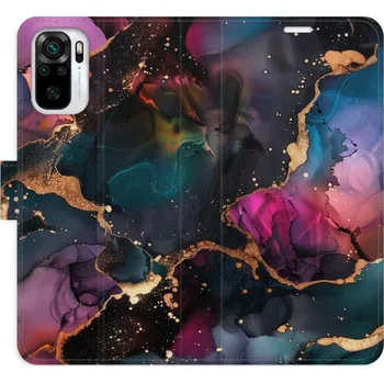 Pouzdro na mobilní telefon Flipové pouzdro iSaprio - Dark Marble - Xiaomi Redmi Note 10 / Note 10S