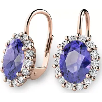 Náušnice Dámské náušnice růžové zlato 585/1000 přírodní diamant 2.60 ct G/SI s tanzanity a tanzanit 140029-CV-DIA-TAN