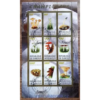 Sběratelství Djibouti aršík raz., houby, r. 2010