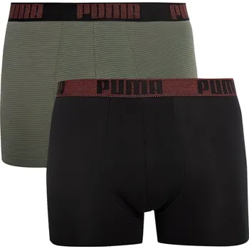 Boxerky Pánské boxerky Puma Birdfeet Stripe Boxer 2-Pack Green S
