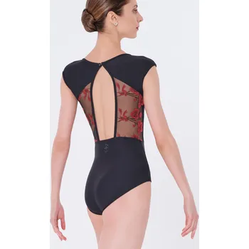 Body Wear Moi,Trikot s květinovou síťkou Muscari LEO108, černá/červená M