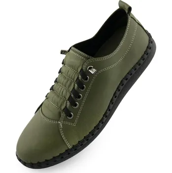 Dámské tenisky Dámské kožené boty NELL M6019 Dark Olive 40
