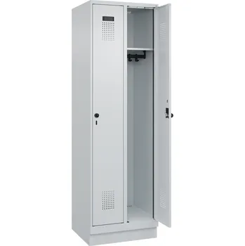 Šatní skříň Šatní skříň C+P Cabo-Plus, 2 oddíly, 600 x 500 x 1950 mm, šedá, s podstavcem