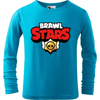 Chlapecké tričko Dětské tričko Brawl Stars logo dlouhým rukávem tyrkysové