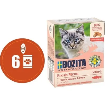 Bozita Fresh Menu kousky v omáčce s LOSOSEM MULTIPACK - konzerva pro kočky 6x370 g
