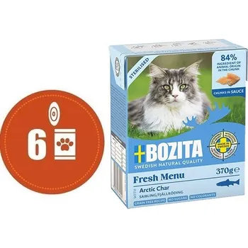 Bozita Fresh Menu Sterilised kousky v omáčce se SIVENEM MULTIPACK - konzerva pro kočky 6x370 g