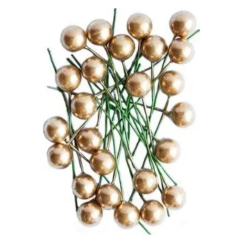 Vánoční dekorace DP Craft Dekorativní kulička na drátku zlatá matná 1,2 CM, 24 Ks