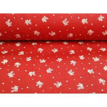 Plátno bavlněné, červené, bílé větvičky, krojovka, metráž, látky