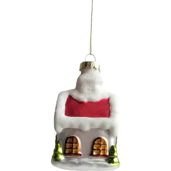 Vánoční dekorace Skleněná vánoční ozdoba TORO 9cm domeček