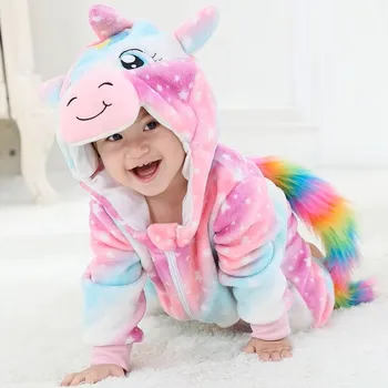 Karnevalový kostým Unicorn (Jednorožci) Dětský kostým/plyšový overal pro nejmenší - Jednorožec (růžový/modrý/bílý) Motiv: růžový jednorožec, Velikost: 110/3 roky