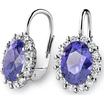 Náušnice Dámské náušnice bílé zlato 585/1000 přírodní diamant 2.60 ct G/SI s tanzanity a tanzanit 140029-B-DIA-TAN
