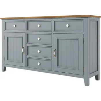 Knihovna Komoda PROVENCE K2P z masivu šedomodrá Barevné provedení: Šedomodrá, Provedení: SLIM - šuplíky s pojezdy