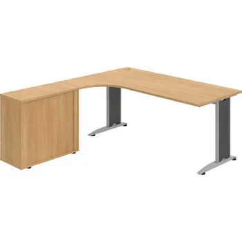 Kancelářský vozík HOBIS kancelářský stůl pracovní, sestava pravá - FE 1800 HR P, dub + doprava zdarma
