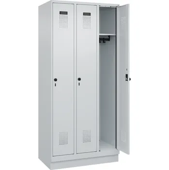 Šatní skříň Šatní skříň C+P Cabo-Plus, 3 oddíly, 900 x 500 x 1950 mm, šedá, s podstavcem