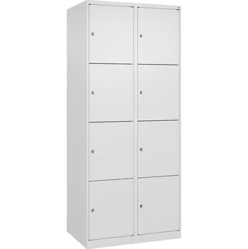 Šatní skříň Úložná skříňka C+P Cabo-Plus, 2 oddíly po 4 policích, 800 x 500 x 1850 mm, bílá