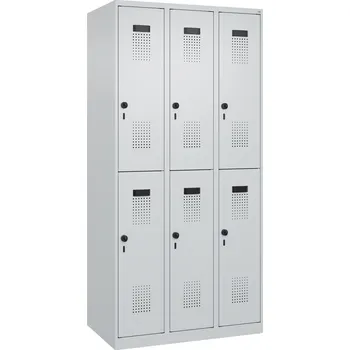 Šatní skříň Dvoupatrová šatní skříň C+P typ Cabo-Plus, 6 police, 900 x 1850 mm, šedá