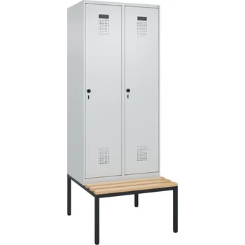 Šatní skříň Šatní skříň C+P typ Cabo-Plus, s lavičkou, 2 oddíly, 800 x 500/815 x 2120 mm, šedá