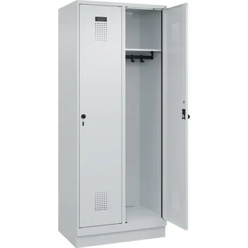 Šatní skříň Šatní skříň C+P Cabo-Plus, 2 oddíly, 800 x 500 x 1950 mm, šedá, s podstavcem