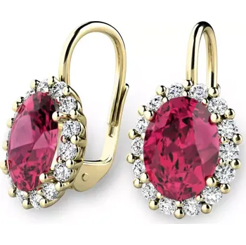 Náušnice Dámské náušnice žluté zlato 585/1000 přírodní diamant 2.60 ct G/SI s turmalíny 140029-ZL-DIA-TUR