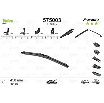 Autodíl Stěrač VALEO FIRST V2 450 mm - plochý