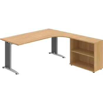 Kancelářský vozík HOBIS kancelářský stůl pracovní, sestava levá - FE 1800 H L, dub + doprava zdarma