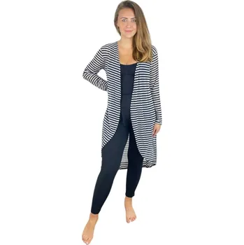 Dámská halenka Elegantní kardigan - šedo-černý s proužky Velikost: M