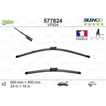 Stěrač Stěrače VALEO SILENCIO 600 mm + 450 mm - ploché