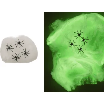 Karnevalový doplněk Dekorační svítící pavučina s pavouky