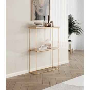 Konferenční stolek ArtAdrk Příruční stolek VELO | zlaté nohy Barva: dub sonoma