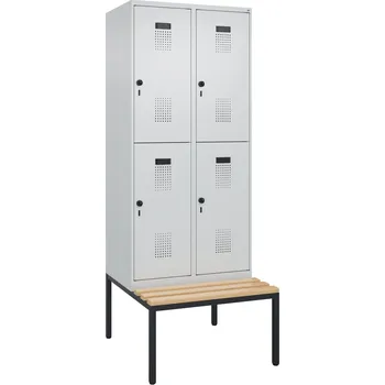 Šatní skříň Šatní skříň C+P typ Cabo-Plus, s lavičkou, 4 police, 800 x 500/815 x 2120 mm, šedá