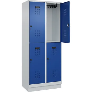 Šatní skříň Šatní skříň C+P typ Cabo-Plus, 4 police, 800 x 1950 mm, šedo-modrá, podstavec