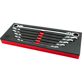 Autoklíč Klíče očkové ráčnové 8 - 19 mm, výkyvné, extra dlouhé, DIN 3113A, sada 6 dílů, Welzh (Welzh Werkzeug)