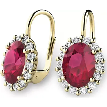 Náušnice Dámské náušnice žluté zlato 585/1000 přírodní diamant 3.05 ct G/SI s rubíny 140029-ZL-DIA-RUB