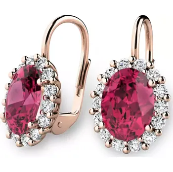 Náušnice Dámské náušnice růžové zlato 585/1000 přírodní diamant 2.60 ct G/SI s turmalíny 140029-CV-DIA-TUR