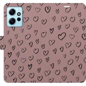 Pouzdro na mobilní telefon Flipové pouzdro iSaprio - Heart Dark 02 - Xiaomi Redmi Note 12 5G