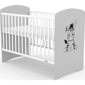 Dětská postýlka NEW BABY Dětská postýlka LEO Zebra bílo-šedá 125x70x95 šedá