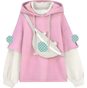 Dámská mikina Dámské originální hoodie s kabelkou Barva: Růžová, Velikost: M