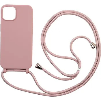 Pouzdro na mobilní telefon Silikonový kryt se šňůrkou pro iPhone 16 PRO Barva: pískově růžová