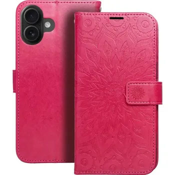 Pouzdro na mobilní telefon MEZZO Book - Apple iPhone 16 - flip knížkové pouzdro - Magenta mandala (MEZZO Book case for Apple iPhone 16 - Magenta mandala)