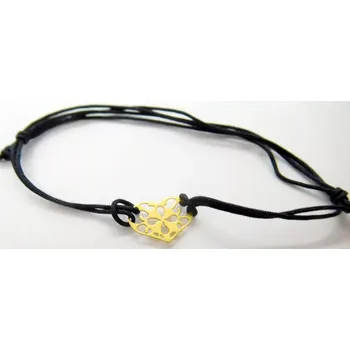 Náramek Klenoty Budín Dámský zlatý náramek na černé kůži SRDCE 585/0,20gr H755 (Klenoty Budín Dámský zlatý náramek na černé kůži SRDCE 585/0,20gr H755)