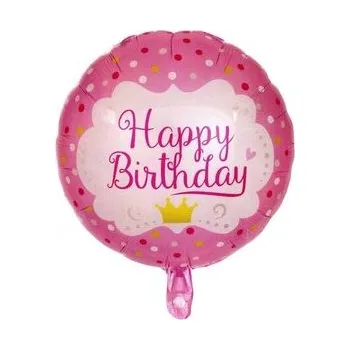 Balónek Balon foliowy Happy Birthday różowy