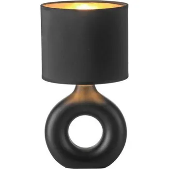 Lampička JUST LIGHT stolní lampa černá / zlatá šňůrový vypínač látkové stínidlo LD 14193-18