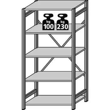 Dílenský regál META Základní regál CLIP RAL typ 67842 [barva šedá RAL 7035]