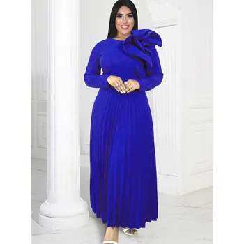 Dámské šaty Elegantní společenské šaty s velkým volánkem Barva: Modrá, Velikost: XL