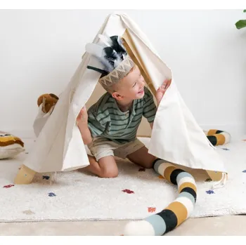 Stan Joybex Dětský stan na nakládání trojúhelníku M ze lnu a bavlny bílá