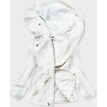 Dámská cargo bunda Bílá kožešinová bunda pro ženy s kapucí 9KS SWEST, odstíny bílé L (40) i392_17840-49