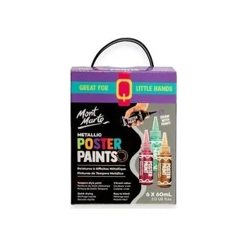 Výtvarná barva Mont Marte sada temperových barev METALLIC v lahvičce s tenkým hrotem, č.6003, 6x60ml