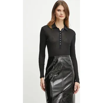 Pánské tričko Bavlněné tričko s dlouhým rukávem Pinko černá barva, 104225 A24T 104225.A24T 99X, vel. M