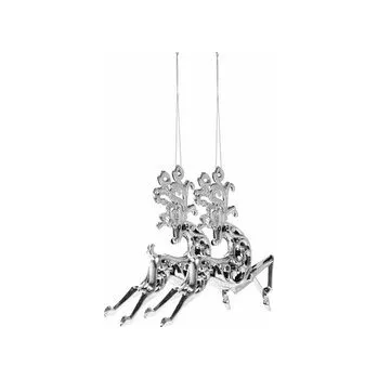 Vánoční dekorace Vánoční ozdoby - Stříbrný sob, sada 2ks